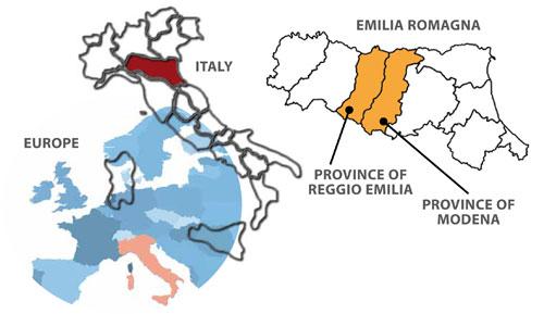 illustrazione della posizione geografica di modena e reggio emilia